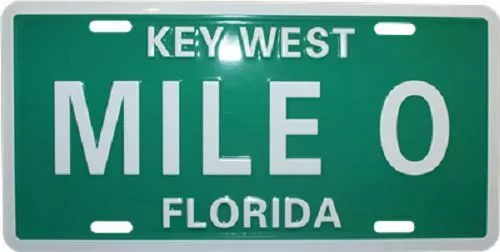 KEY WEST HIGHWAY MILE MARKER ZERO Metal Novelty License GREEN Plate Front Tag - Picture 1 of 1