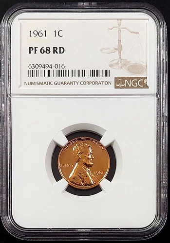 1961 Proof Lincoln Cent certified PF 68 RD by NGC! sku 94016