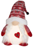 Wichtel Gnom Rot Grau Herz 32Cm (52Cm) Mit WarmweißEn Led Licht Zwerg Adventsdek