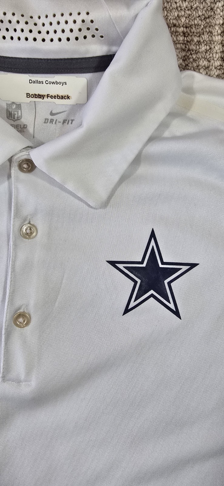 Nike NFL Dallas Cowboys Dri-Fit On-Field Team Issued Polo Shirt Size M White thumbnail 2