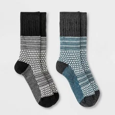 Womens Mid-Weight Wool Blend Crew Socks Grey/Black - All In Motion Size 4-10