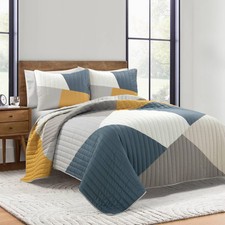 3pc Full/Queen Modern Color Block Quilt Set - Lush D cor: