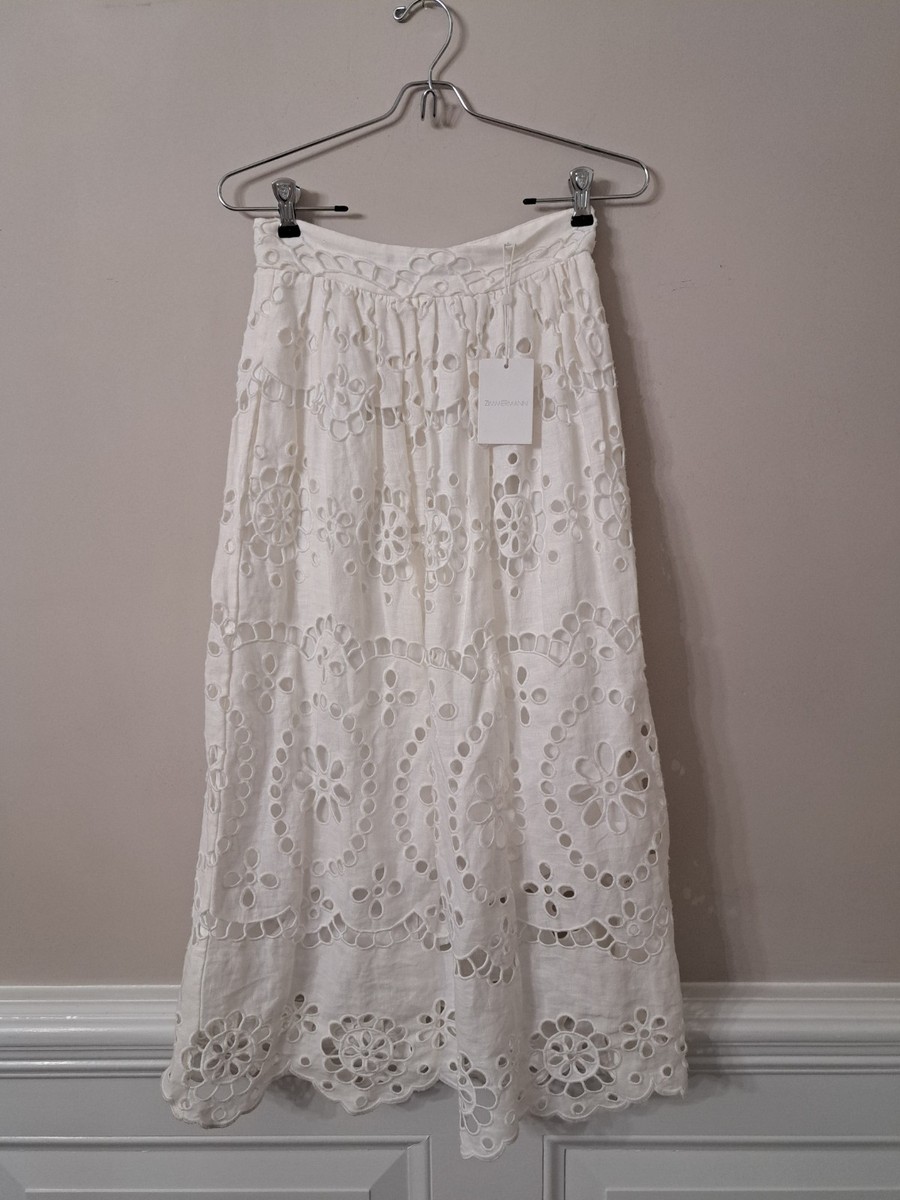 Zimmermann Lexi Women's Embroidered Midi Skirt Suze 0 AU 2-4 US | eBay