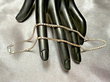 Vintage Italian 925 Sterling Silver 2mm Box Chain 16" Choker Necklace.
