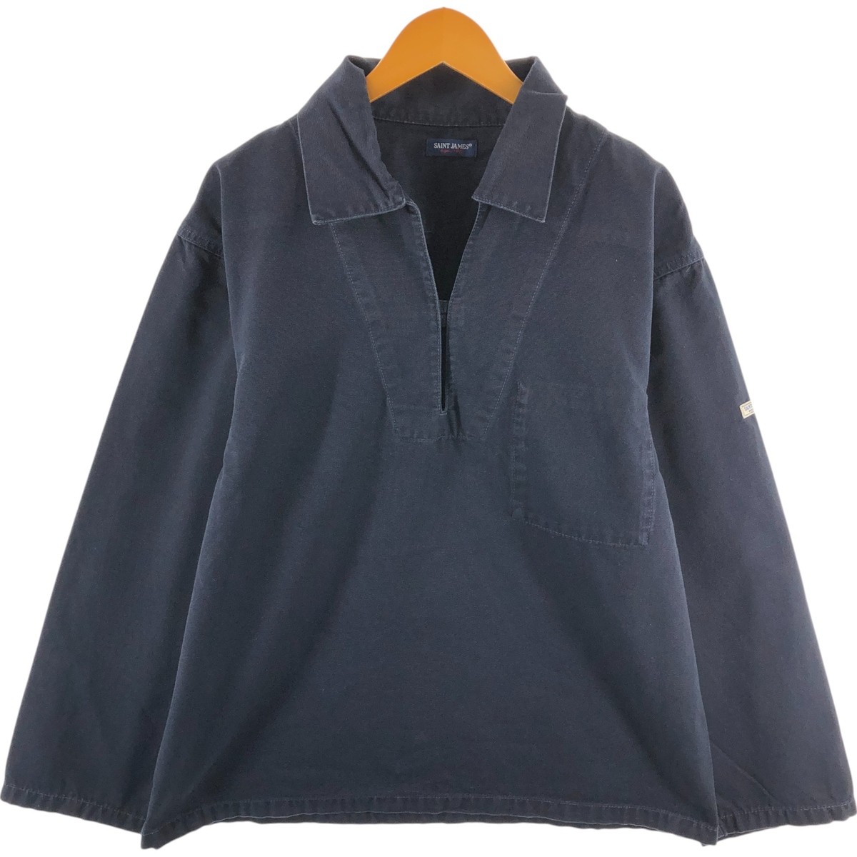 1970s〜1980s VINTAGE FISHERMAN SMOCK Vintage 70-80s French Blue Cotton Deadstock Fisherman Smock