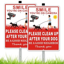  2 Pack Clean Up After Your Dog Signs, Please Pick 11 x 8 inches, Red