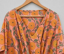Indian Vintage 100% Cotton Long Beach Maxi Kaftan Dress One Size Caftan Kimono
