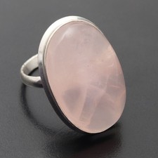 Rose Quartz Gemstone 925 Sterling Silver Handmade Ring Jewelry Gift For Love