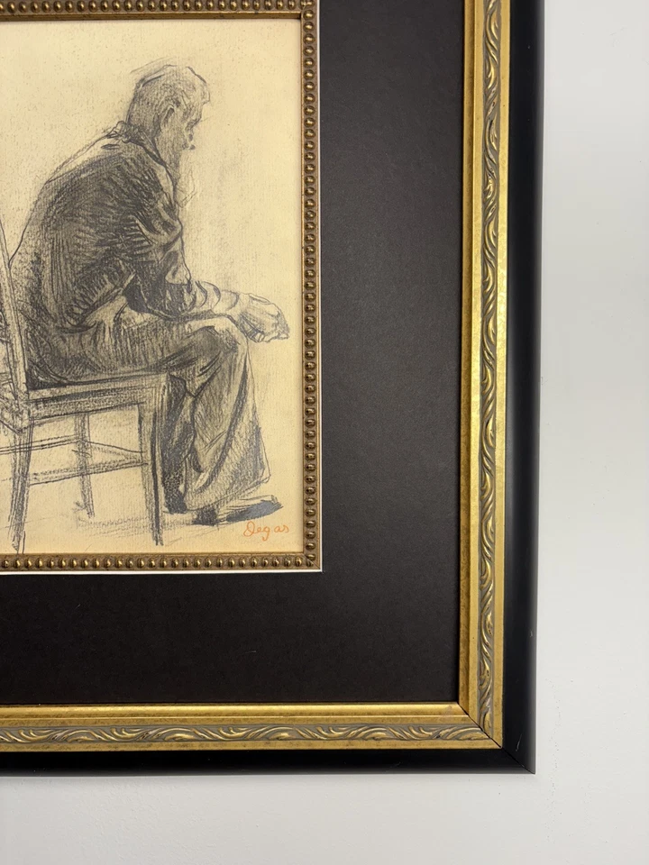  Dibujo de grafito de Edgar Degas / arte atribuido mate y enmarcado firmado a mano Foto 3 de 4