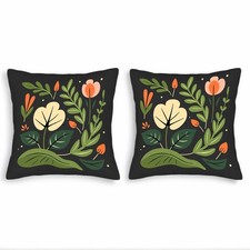 Set of 2 Decorative Throw Pillow Covers 18x18in - Floral Design
