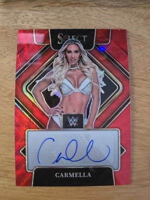 2022 WWE Select T-Mall Asia Red Wave Prizm Auto Carmella