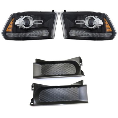 RAM 1500 FULL SIZE P/U 13-14 HEAD LAMP RH AND LH Assembly Halogen Projector Type