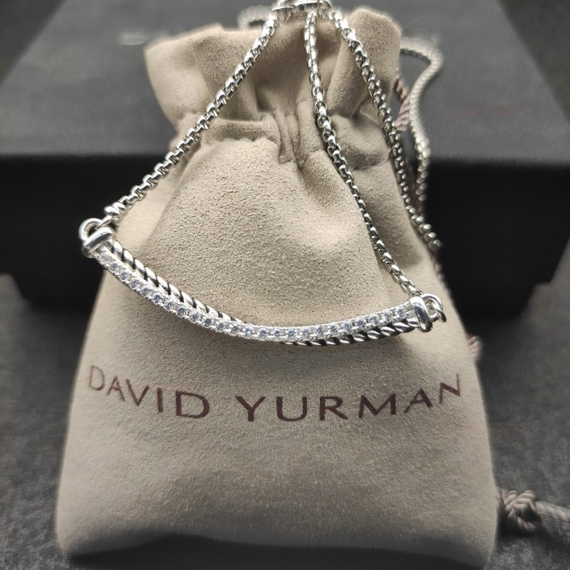 NEW/DAVlDYurrmanSterling&Silver&Crossover Bar Pendant Necklace with 16-17"