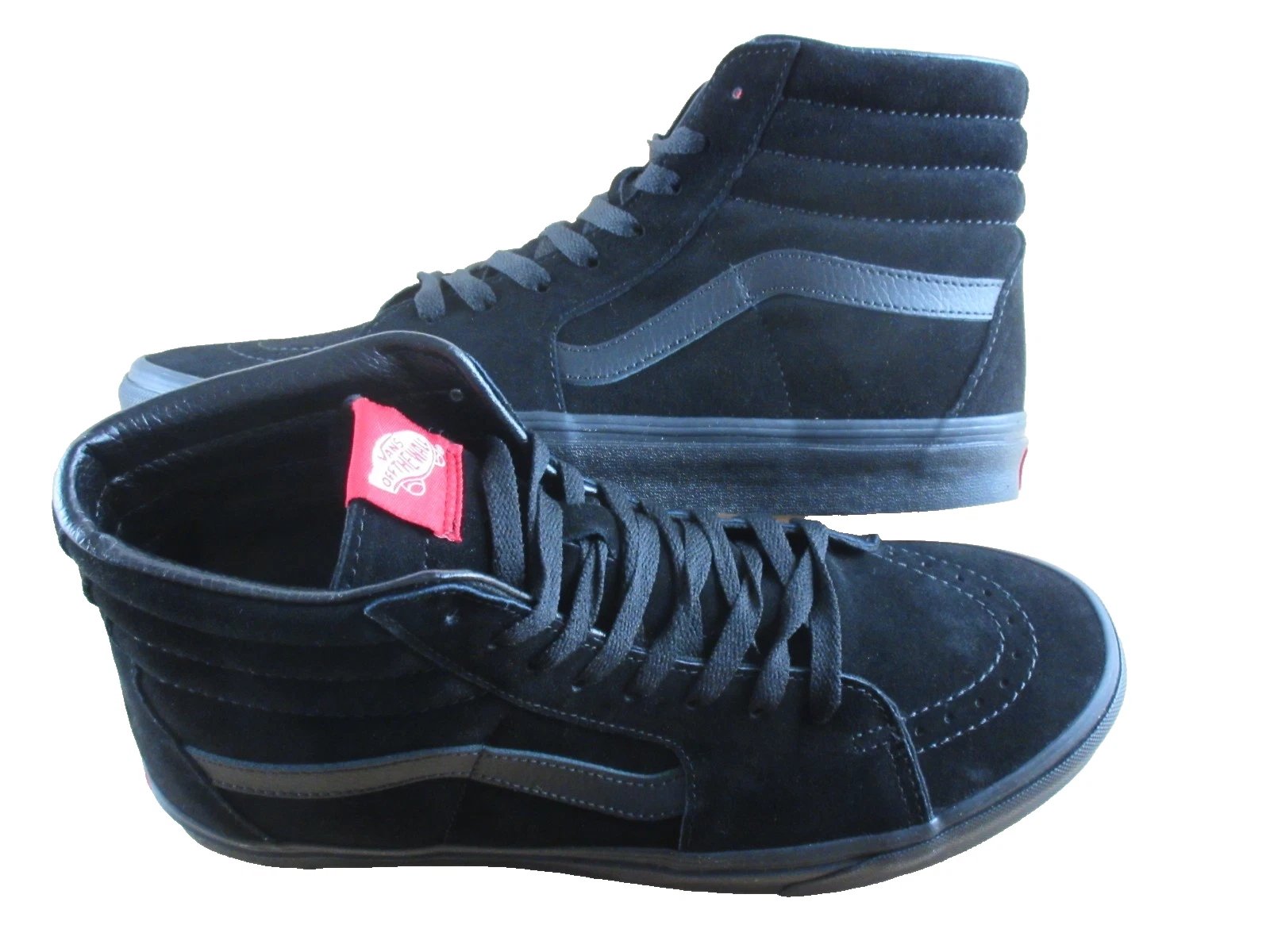 Vans Men's Sk8-Hi All Black Striped Classic Suede Skate shoes Size 10 NIB