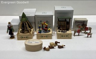 Lot of Werner Wooden Music Boxes & Figurines