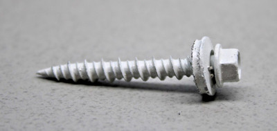 Pole Barn #10 x 1 1/2'' 1.5'' Metal Roofing Hex Screws, White, pkg 250