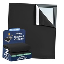 Curtains for Bedroom, No Drill Window Blinds, 52"W x 96"L Pack of 2 Black