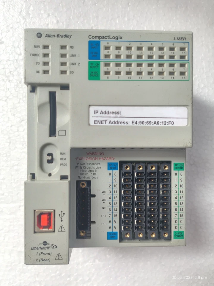 Controller Di/O Allen-Bradley 1769-L18ER-BB1B/C CompactLogix 0,5 MB venduto p... - Immagine 2 di 4