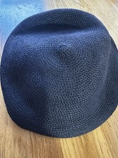 Eric Javits Shenia Packable Hat Black Woven Travel Sun Hat   Made in USA