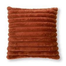 K & K Interiors - Rust Orange Vegan 24" Fur Pillow - 19688B-RU