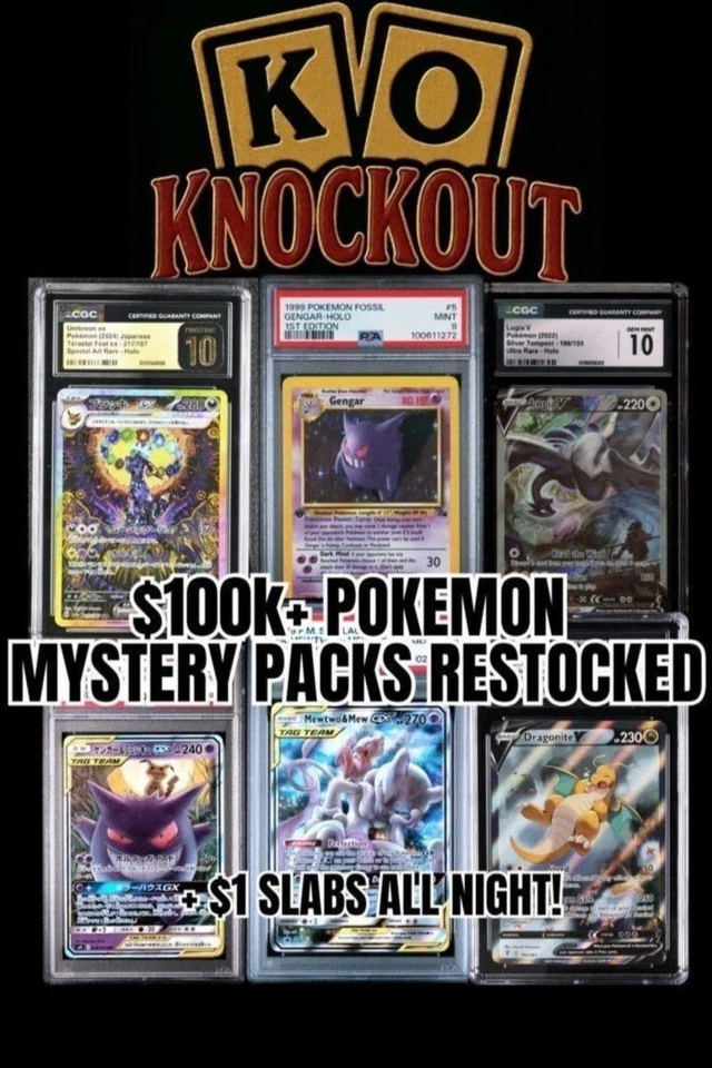 $100,000+ POKEMON MYSTERY REPACKS! $1 SLAB AUCTIONS ALL NIGHT!