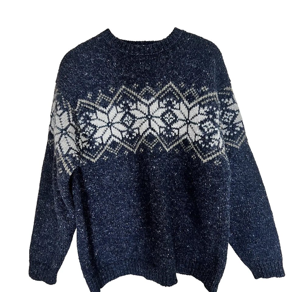 Abercrombie & Fitch 滑雪毛衣男式 M 黑色羊毛超大舒适套衫 — 第 2/4 张图片