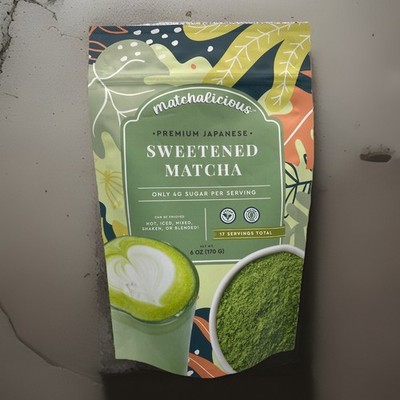 Matchalicious  Japanese Sweetened Matcha Powder Vegan, Gluten Free 6 oz