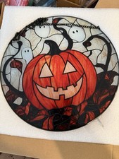 Halloween Glass Suncatcher Pumpkin Ghost Decorative Window Hanging Art