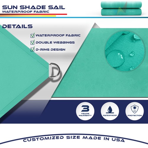 11FT Outdoor Straight Edge Sun Shade Sail Heavy Duty Waterproof UV Blocker Cover - Picture 43 of 51