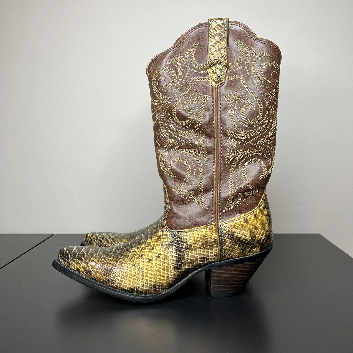 Faux shop snakeskin boots