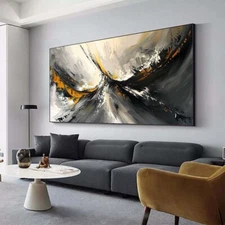 Gray Black  Wall Art Paintings Hand Painted Abstract Oil Painting on Canvas