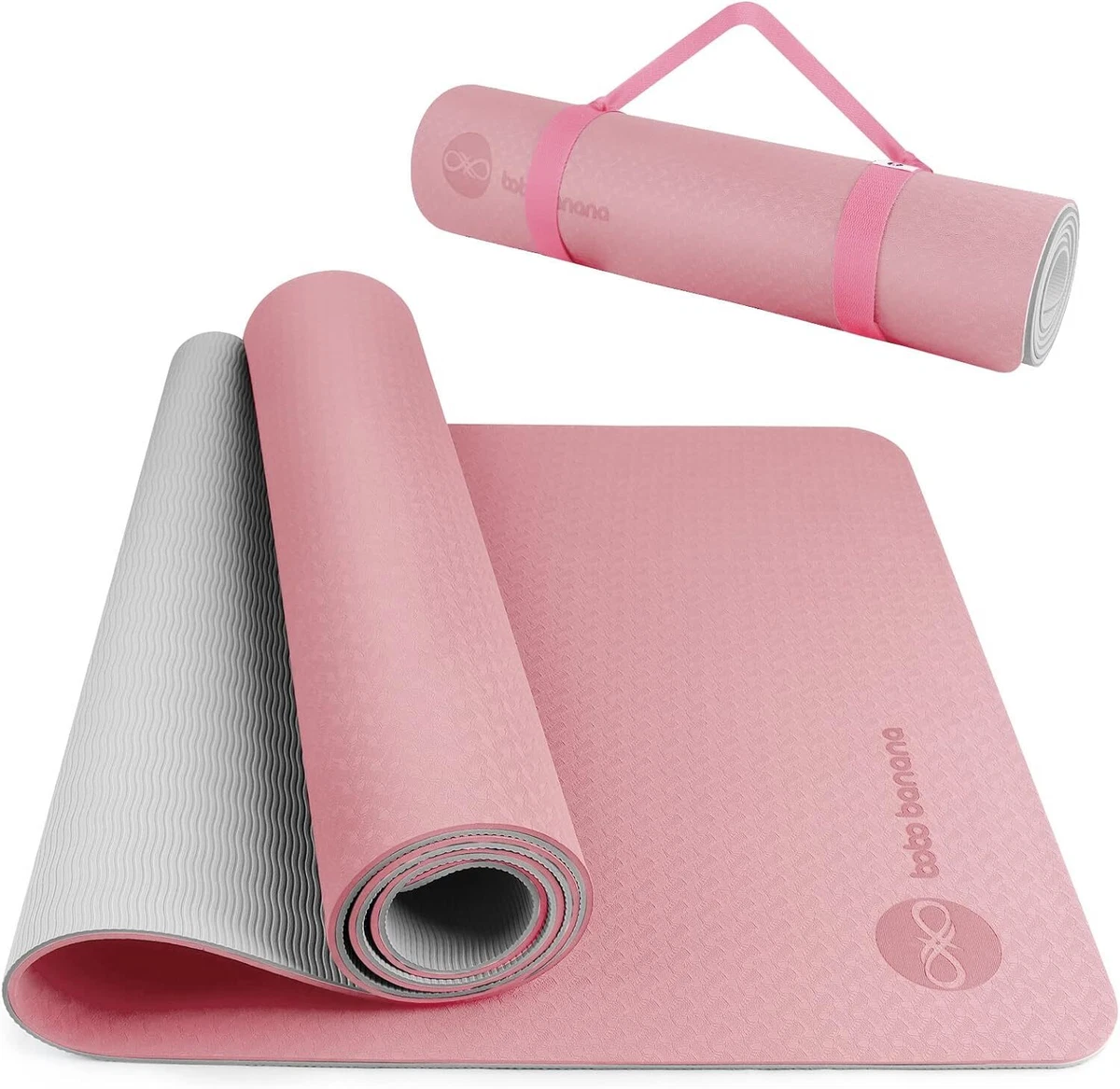 BOBO BANANA 1/4 Thick TPE Yoga Mat,72x24 Eco-friendly Non-Slip pink