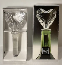 Mikasa Venus Heart Shaped Faceted Crystal Wine Bottle Stopper NIB (open box)