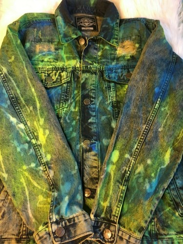 Custom Denim Jacket Neon Blue Yellow 