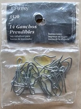 14 Vintage 1.25inch Drapery Curtain Pin-On Hooks - Ganchos Prendibles