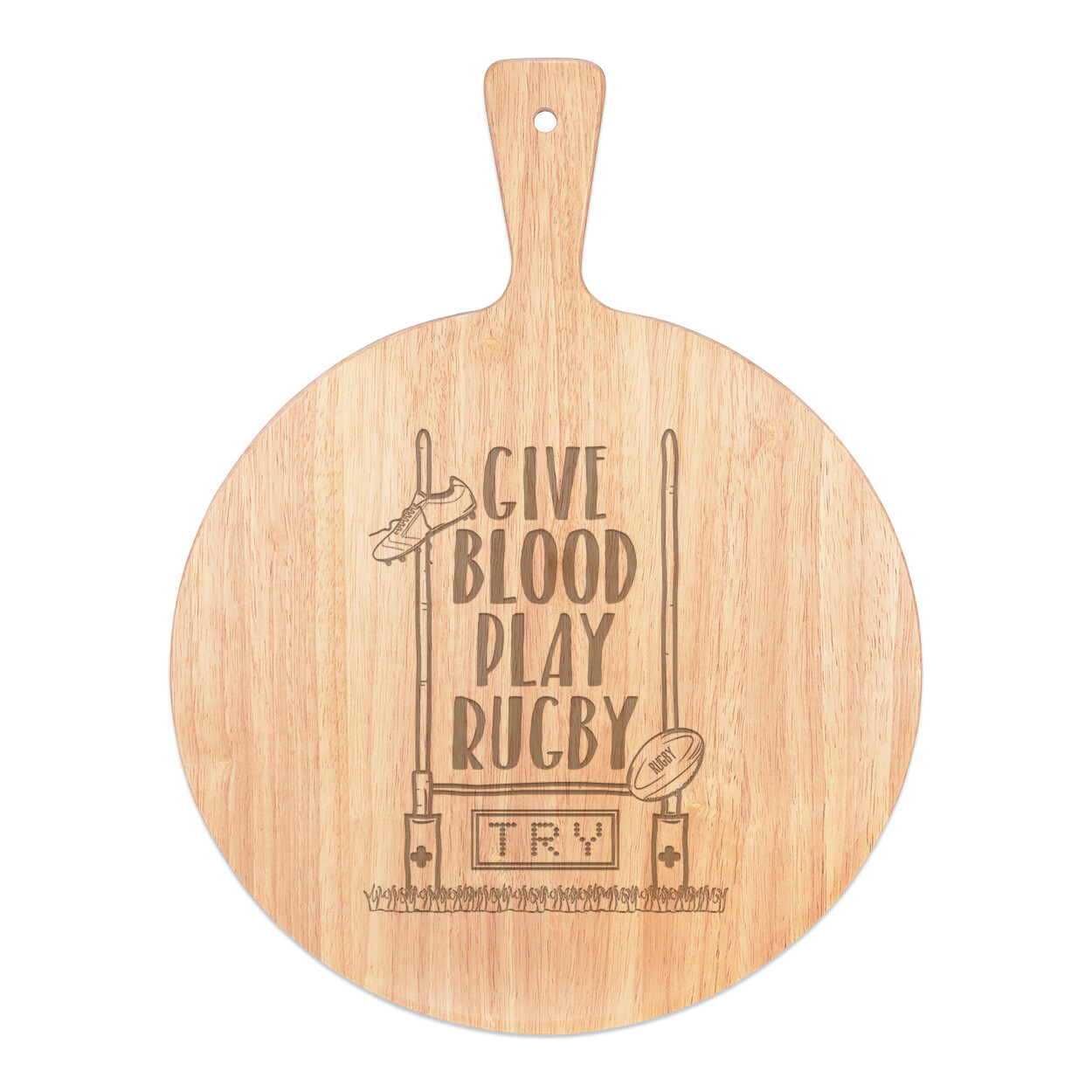 Give Blood Play Rugby Pizza Board Paddle Wooden Funny League Union Sport