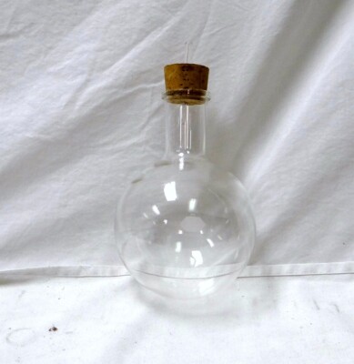 KIMAX 2000 ML ROUND BOTTOM VOLUMETRIC BOILING FLASK LAB GLASSWARE W/ STOPPER