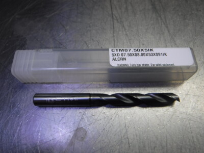 CTMI 7.50mm Coolant Thru Carbide Drill 5xd 07.50x08.00x53x091IK ALCRN (LOC1023C)