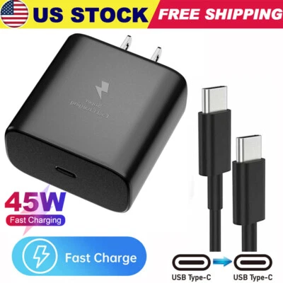 For Samsung Galaxy S22 S23 S21 45W Type USB C Super Fast Wall Charger+6ft Cable