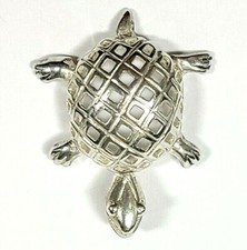 Sterling Silver Turtle Pendant with Diamond Cut See Thru Shell