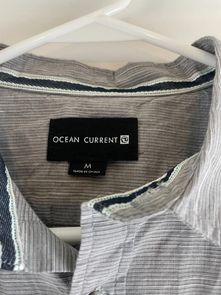 Ocean Current Shirt Men's Size Medium Gray Button Up Long Sleeve Pocket Collared - Image 4 of 4