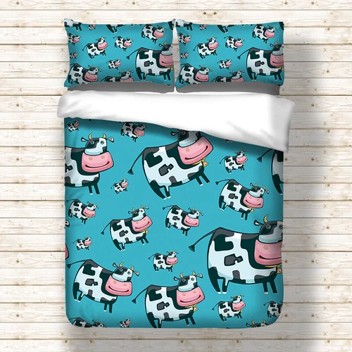 Cartoon Cow Duvet Cover Set for Comforter Bedding Set Pillow Cases Twin Queen US