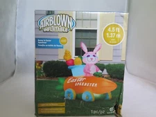 Gemmy Airblown Inflatable LED Bunny in Easter Speedster - New but Damaged Box