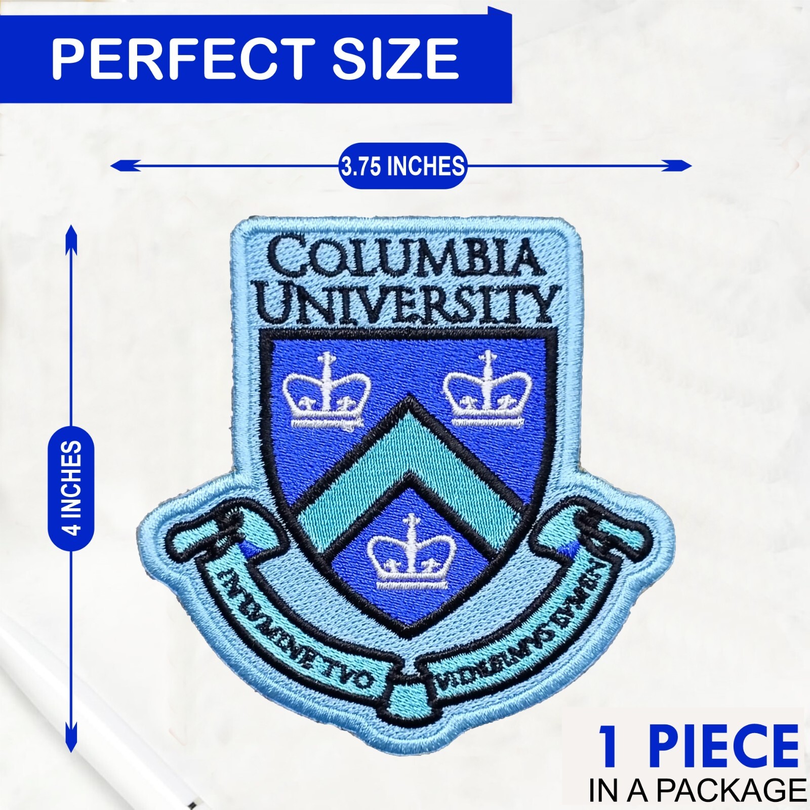 Columbia University Logo Iron On Patch - Sew Patch - Embroidered Patch 4"x3.75"