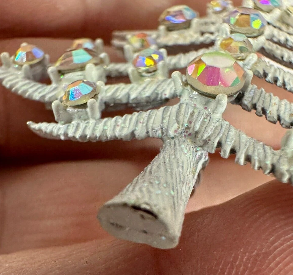 Винтажная брошь Hollycraft рождественская елка белый AB со стразами серебристый - Изображение 3 из 4