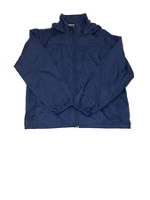 L.L. Bean Windbreaker Stowaway Jacket Mens Large O AKC5 Blue Nylon Hooded Zip