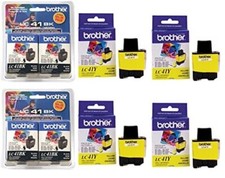 8 Total Genuine SEALED BAG NO BX Brother LC-41 Black and Yellow Ink Cartridges