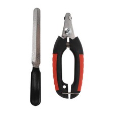 Durable Pet Nail Clippers with File for Dog for Cat Red Black 1 Set