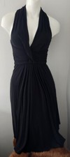 Elie Tahari Black Sleeveless Halter Plunge V Neck Stretch Dress! Size 2 NWT