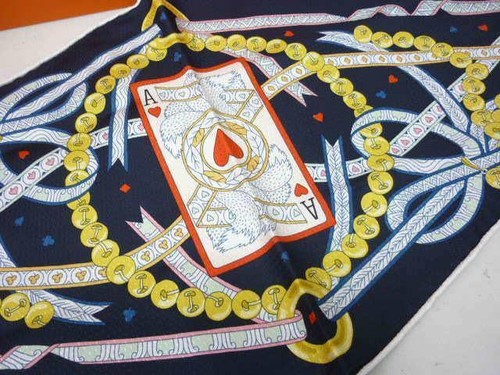 Hermes Scarf Losange Pique Dame de Coeur W83cm(32in) H27cm(10in